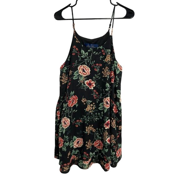 Blue Rain Floral Slip Dress Black Red Sz Medium Y2K - Picture 1 of 9